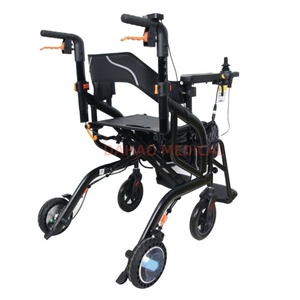 Kursi roda penggerak listrik aluminium lipat ringan, alat bantu jalan Rollator medis untuk dewasa Cacat dengan kursi yang dapat disesuaikan