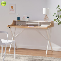 50% de réduction sur un bureau d'étude moderne et simple en bois avec étagère, poste de travail pour le bureau à domicile