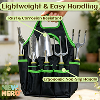 Ensemble d'outils de jardin en aluminium avec truelle, transplanteur, pelle, fourche et râteau