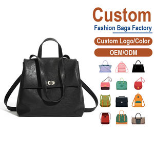 <b>Black</b> Leather <b>Backpack</b> for <b>Women</b>-Lightweight Summer Genuine Leather Detachable Straps + Zipper Closure OEM for Luxury Brands - Product Image 1
