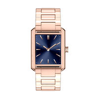 Montre-bracelet de luxe minimaliste unisexe en acier inoxydable avec boîtier carré, bracelet en cuir, mouvement à quartz, OEM ODM, vintage, personnalisée