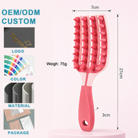 Brosse de massage multifonctionnelle pour le cuir chevelu, à usage sec et humide, avec long manche incurvé et en silicone ventilé, pour le shampoing capillaire