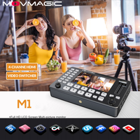 Mezclador de Video en Vivo Movmagic, Grabador, Conmutador con Control de Cámara PTZ para Funciones de Transición de 4 Entradas para Producción en Vivo