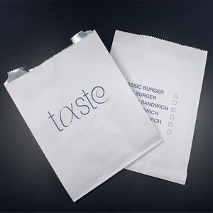 Flat Paper Merchandise Foil Lined Food Packaging Bag Kaki Lunch