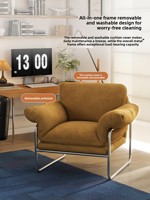 Fauteuil individuel style Bauhaus du milieu du siècle avec accoudoir amovible ; Fauteuil lounge rembourré en velours pour salon domestique ; Chaise minimaliste