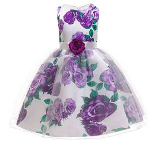 Robe <span class=keywords><strong>de</strong></span> soirée élégante pour bébé fille, à fleurs, à col rond, imprimée, en coton, pour banquet, robe <span class=keywords><strong>de</strong></span> bal pour <span class=keywords><strong>enfants</strong></span> - Product Image 4