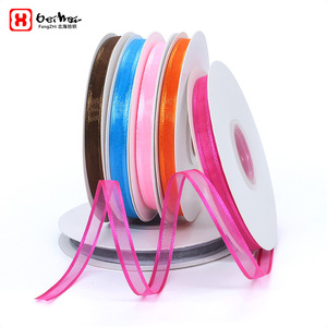 FangZHI 1Cm Wide Edge Mesh Ribbon Solid Color Nylon Organza Ribbons For Hair Accessory Diy Decoration Bouquet Crafting - Product Image 1