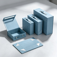 Nouvelle boîte pliante magnétique en papier avec grand logo personnalisé, emballage de luxe en carton rigide pliable, boîte cadeau avec ruban