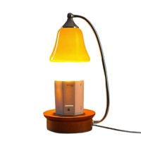 Lampe chauffe-bougie électrique rétro en verre cloche avec base en bois, pour fondre la cire, à intensité variable, avec minuterie, brûleur d'aromathérapie pour chambre et salon