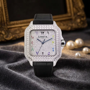 Montre en acier inoxydable de luxe de fabrication indienne, design élégant, mouvement à quartz, avec diamants étincelants époustouflants - Product Image 5