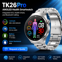 1,43 Zoll AMOLED Runde Bluetooth-Smartwatch mit Anruffunktion, Smart Health Watch aus Edelstahl mit Herzfrequenz- und SpO2-Messung, über 100 Sportmodi für Herren