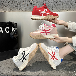 Nouvelles baskets respirantes pour femmes style coréen printemps 2026, chaussures décontractées à semelle épaisse et rehaussante, style Dad Shoes tendance - Product Image 1