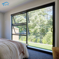 Fenêtre à auvent en aluminium standard moderne pour villa, avec moustiquaire magnétique horizontale, pour la ventilation des toilettes