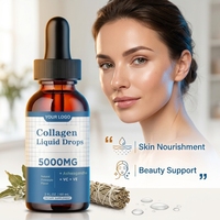 Complément alimentaire en gouttes liquides de collagène marin et biotine avec vitamines, complexe beauté multi-vitamines pour femmes, cheveux, ongles, articulations adultes, 60 ml, OEM ODM
