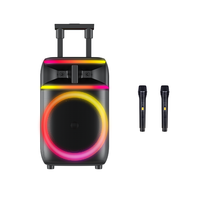 Altavoz de Karaoke Portátil con Ruedas de 12 Pulgadas para Fiestas Privadas, Máquina de Karaoke Inalámbrica de 60w con Ruedas