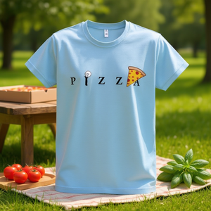 T-shirt Pizza a maniche corte azzurra unisex per abbigliamento casual - Product Image 3
