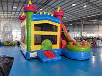 Château gonflable arc-en-ciel avec toboggan, structure de saut gonflable de qualité commerciale en PVC