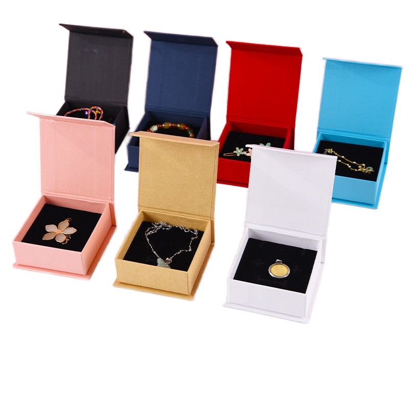 Recycled Paperboard Jewelry Packaging Box Empty UV Embossing Magnetic Flip-Top Design for Rings & Necklaces Sponge Lining