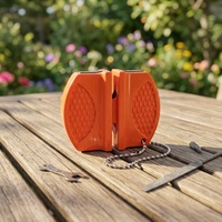 Nuoten 2025 Affûteur de couteaux portable multi-grains en céramique écologique pour camping, porte-clés, accessoires de cuisine domestique (Carbone)