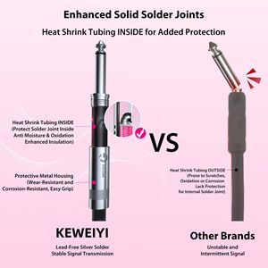 Neon Pink 3,3 Fuß rechtwinkliges Fender-E-Gitarren-<span class=keywords><strong>Amp</strong></span>-Kabel 20AWG 99,99% OFC 1/4 Instrumenten kabel Dual Shielded Nylon Braided - Product Image 3