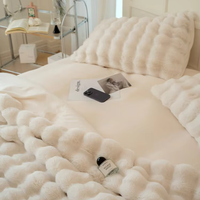 Plaid d'hiver de luxe ultra doux en fausse fourrure de lapin tissée, chaud, moelleux et facile à nettoyer pour canapé, lit, bureau