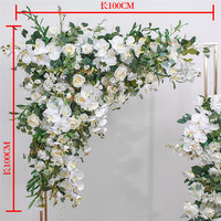 Composition florale en soie d'orchidées Phalaenopsis et roses, blanches et vertes, pour décoration d'angle et de sol, idéale pour mariages, événements et fêtes