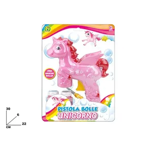 Pistolet à bulles licorne rose 30x22 cm pour enfants, jouet à bulles magiques - Product Image 1