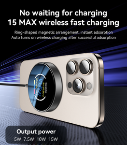 Yesido DS28 1.2m de long câble 15W charge rapide affichage numérique dynamique chargeur sans fil magnétique - Product Image 4