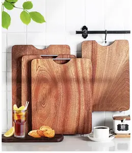 Bamboo Wood Cutting Board for Kitchen, Thick Butcher Block, Cheese Charcuterie With Side Handles Cutting Board