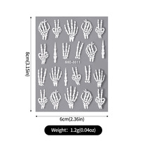 Autocollants 5D en relief à fleurs pour ongles, en plastique non toxique, 3D amusants, pour nail art français, décorations d'Halloween, sac de gel beauté - Vente chaude