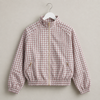 Veste de survêtement en nylon à carreaux pour homme, col montant, légère, zippée, OEM ODM