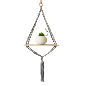 Étagère murale flottante en macramé en <span class=keywords><strong>corde</strong></span> de coton faite à la main, style moderne, pour plantes, décoration murale pour salon et salle de bain - Product Image 4