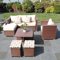 Luxuriöses 8-Blüten-Rattan-Sofa-Set, modernes Outdoor-Esszimmer-Set mit Aluminiumrahmen und schmutzabweisenden Sofas für Hotel & Villa