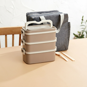 Triple Tier Stainless Steel Bento <b>Box</b> With Plastic Lid <b>Stackable</b> Portable <b>Lunch</b> Container 20.5cm Height 18.5cm Base Diameter - Product Image 2