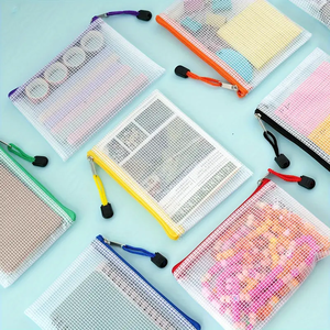 A4 레터 사이즈 문서 폴더 확장형 투명 사무실 학교 방수 PVC 메쉬 지퍼 파우치 파일 가방 - Product Image 4