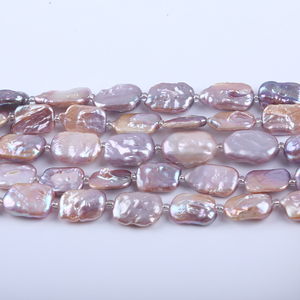 Perle d'Acqua Dolce Barocche Quadrate di Colore Viola, Larghezza 11-14mm, Fili Scuri da 18cm, Vendita all'Ingrosso - Product Image 2