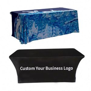 6Ft Fitted Stretch <b>Table</b> <b>Cloth</b> Factory Custom Printed Washable <b>Table</b> <b>Cloths</b> for Trade Show Display - Product Image 1
