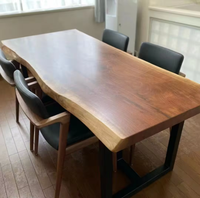 Mobilier en bois moderne pour restaurant, prix d'usine, dalle de cuisine à bord vif, table à manger en bois de noyer massif