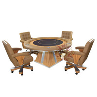 Salle à manger de jeu personnalisée 1.3m 1.5m pour 6 personnes Tables Texas Black Jack Table de poker ronde en bois massif avec couvercle