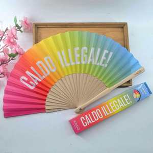 Wholesale Promotional <b>Gift</b> Printed Logo Advertising Hand Held Fan Spun Silk Cloth Wooden Bamboo Folding Hand Fan Custom - Product Image 6