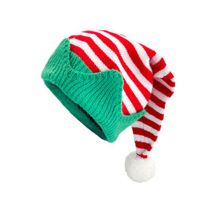 Elf Santa Beanies Chapeaux tricotés de Noël Hiver Chaud Nouvel An Rayures <span class=keywords><strong>Pompon</strong></span> Enfants Nouveau Design Chapeau de Noël pour Adultes - Product Image 2