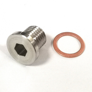 M12 x 1,5 Gewindeschraubstopfen Sechskant mit Rotkupferdichtung, Edelstahl SS304 - Product Image 1