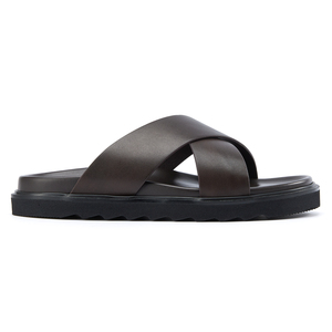 Chaussons pour hommes en cuir véritable antidérapants, dessus en cuir de vachette de qualité supérieure, doux, confortables, respirants, sandales plates pour la maison, tongs - Product Image 6