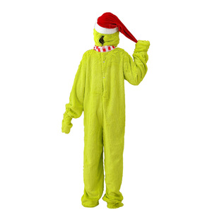 Costume Natalizio Luolan da Goblin Verde con Capelli Verdi, Tuta Corta in Peluche per Bambini dai 3 agli 8 Anni - Product Image 4
