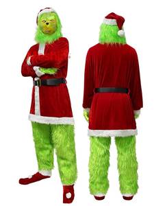 Disfraz de peluche del Grinch, monstruo verde, talla L, divertido, para fiestas navideñas, disfraz de Papá Noel, conjunto para actuaciones. - Product Image 5