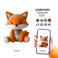 Peluche renard assis personnalisée OEM, mignonne, en coton PP brodé, animal sauvage en peluche avec logo étoile, pour cadeau de bébé