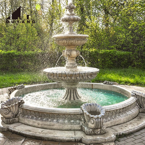 QUYANG ornamenti da <span class=keywords><strong>giardino</strong></span> personalizzati arte moderna pietra naturale brama di marmo bianco fontana di acqua di loto - Product Image 6