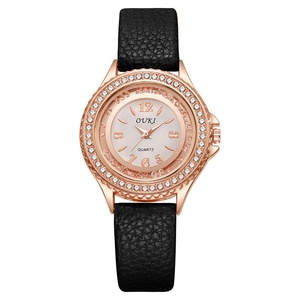 Reloj de Cuarzo para Mujer con Correa de Cuero, Reloj de Pulsera con Pedrería, Reloj de Moda para Mujer, Reloj Casual Elegante - Product Image 1