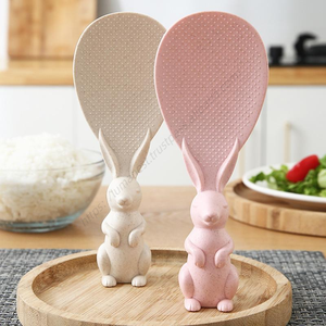 Cuillère à riz antiadhésive en paille de blé pour enfants, motif lapin de dessin animé mignon, vente en gros Syh424 - Product Image 1