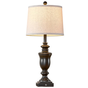 Vintage Bronze <b>Table</b> <b>Lamp</b> Off White Shade Led Light Source E26 <b>Base</b> Bedroom Living Room Decor - Product Image 5